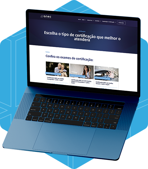 Laptop com o website da anec aberto